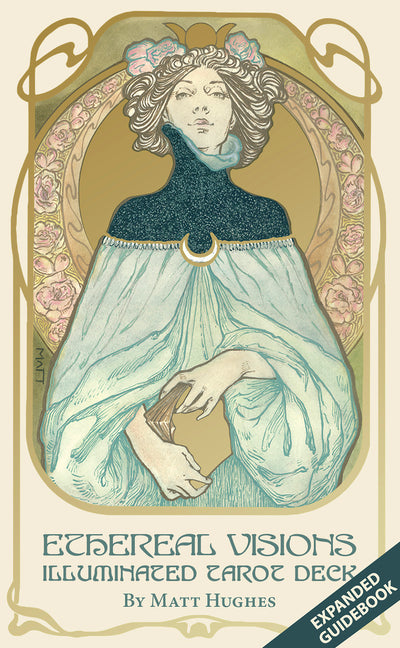Ethereal Visions Illuminated Tarot Deck: Elegant 80-Card Art Nouveau Tarot Deck with Gold Foil, Full-Color 140-Page Guidebook, Hand-Drawn Illustration - Ingram
