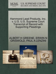 Hammond Lead Products, Inc. V. U.S. U.S. Supreme Court Transcript of Record with Supporting Pleadings - Ingram