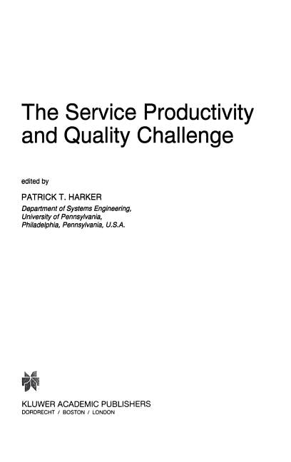 Service Productivity and Quality Challenge (1995) - Ingram