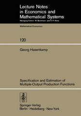 Specification and Estimation of Multiple-Output Production Functions (Softcover Reprint of the Original 1st 1976) - Ingram